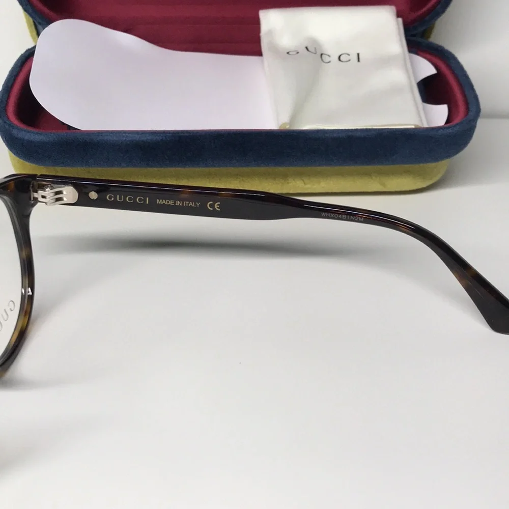 New Authentic Gucci GG0827O 002 Havana Round Eyeglasses